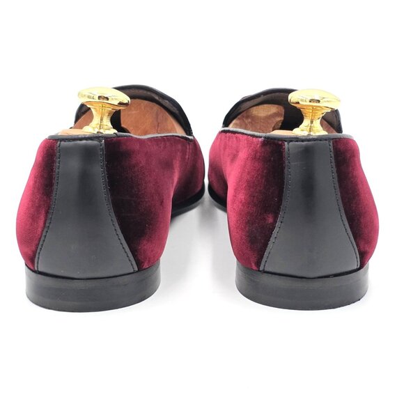 Italy To Boot Adam Derrick Mens 8M Garnet Red Velvet Dress Shoes Loafers Slipper - Picture 3 of 16